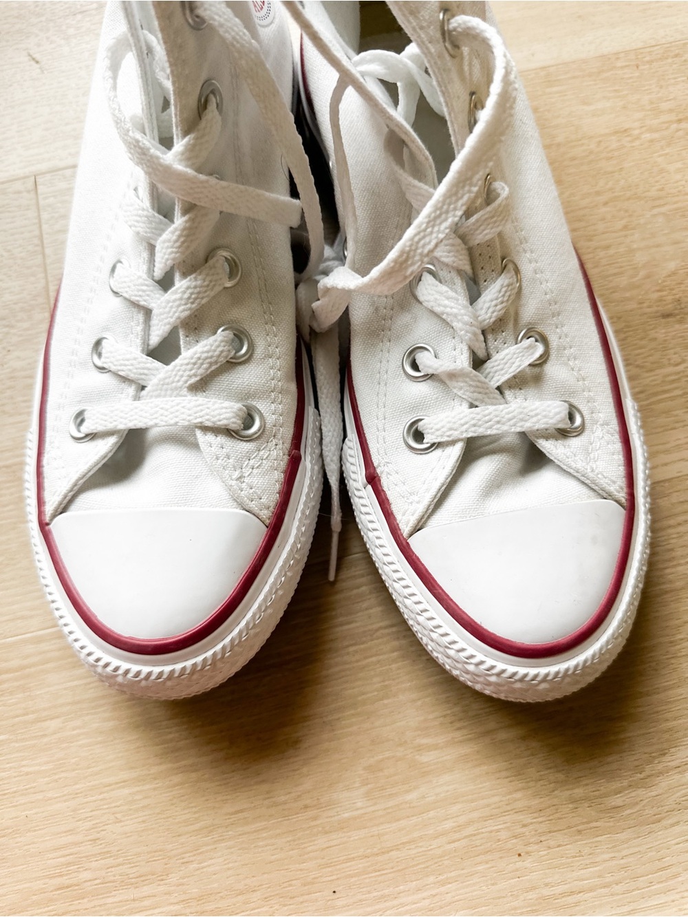 Converse White High-Top Canvas Sneakers Size 7 - Picture 4 of 7